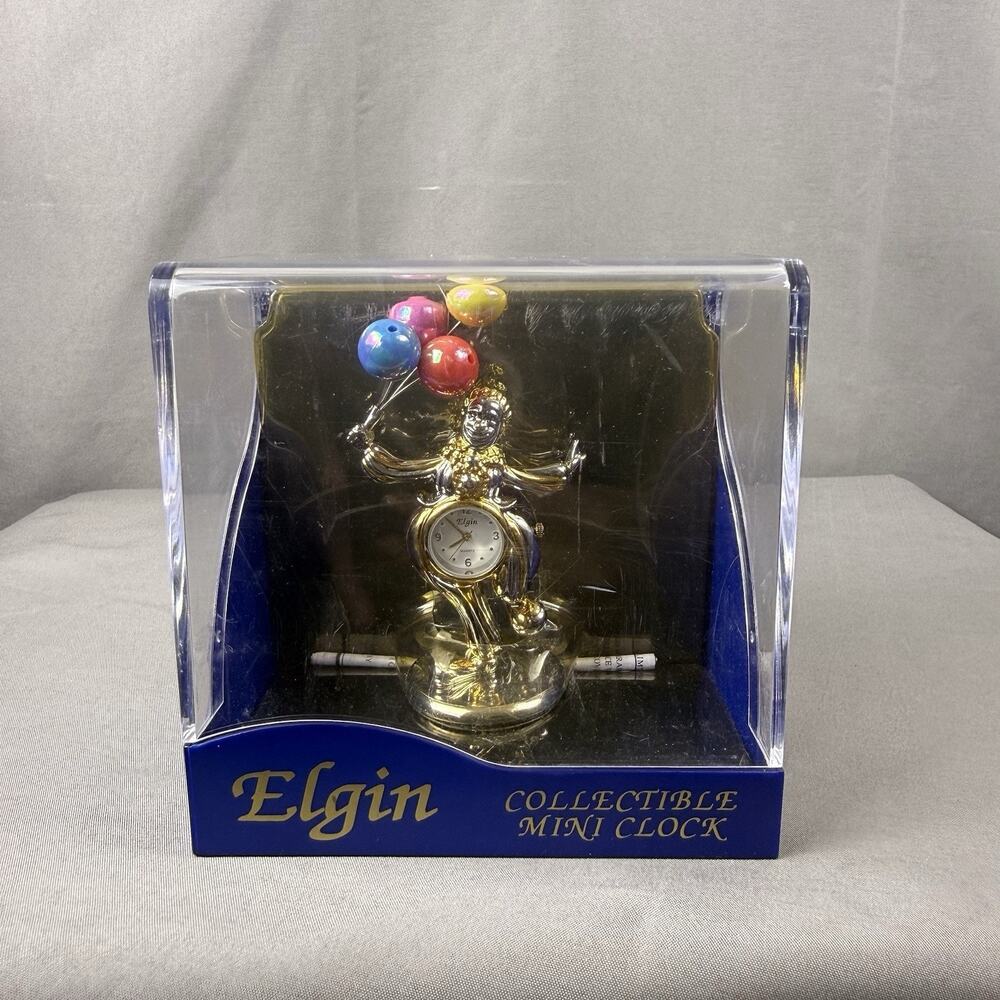 Vintage Elgin Mini Clock Clown With Balloons Collectible Novelty Clock New